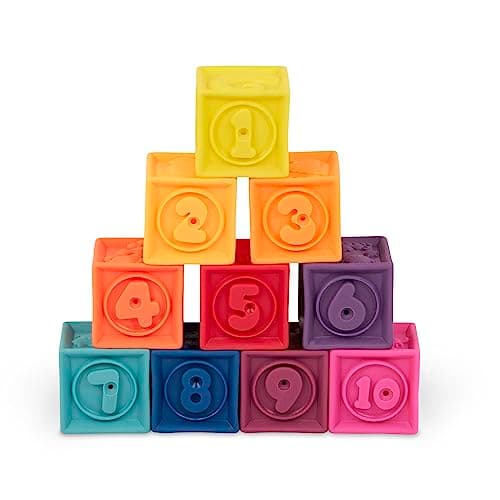 B. toys B. toys One Two Squeeze Soft Blocks, 10 Pack