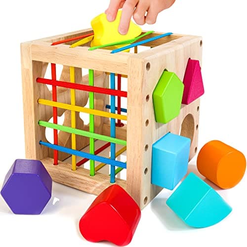 WOODMAM Wooden Shape Sorter Cube