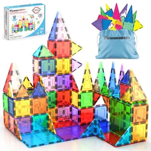 PicassoTiles PicassoTiles 100-Piece Clear Magnetic Tiles
