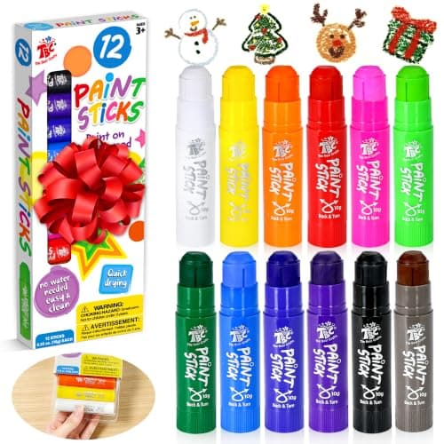 TBC The Best Crafts Paint Sticks for Kids, 12 Classic Colors