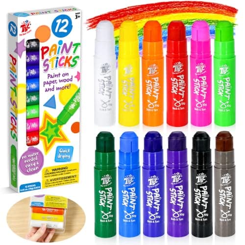 TBC The Best Crafts Paint Sticks for Kids, 12 Classic Colors